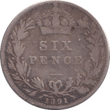 1891 SIXPENCE ( NF ) - Sixpence - Cambridgeshire Coins