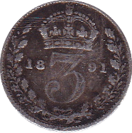 1891 THREEPENCE (F) - Threepence - Cambridgeshire Coins