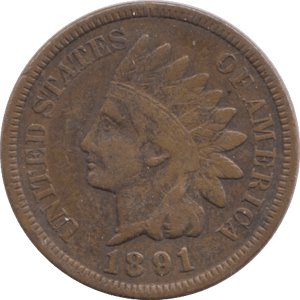 1891 USA ONE CENT - WORLD COINS - Cambridgeshire Coins