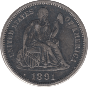 1891 USA ONE DIME - WORLD COINS - Cambridgeshire Coins