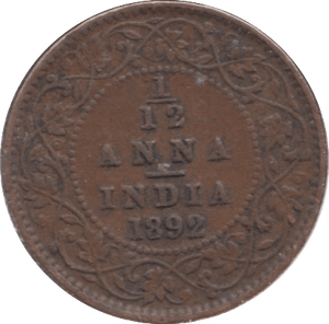 1892 1/12 ANNA BRITISH INDIA - WORLD COINS - Cambridgeshire Coins