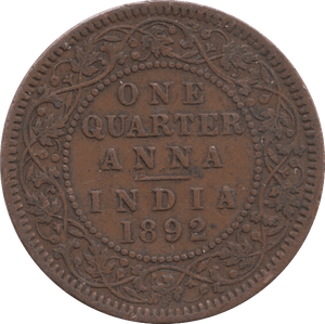 1892 1/4 ANNA INDIA - WORLD COINS - Cambridgeshire Coins