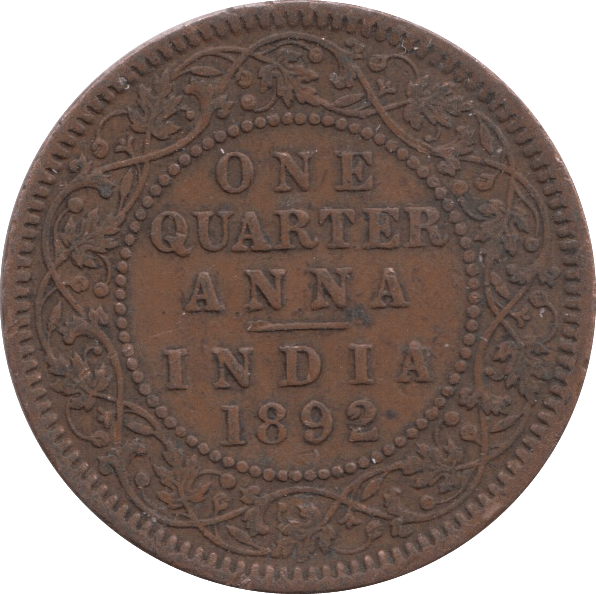 1892 1/4 ANNA INDIA - WORLD COINS - Cambridgeshire Coins