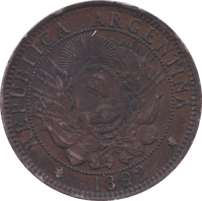 1892 AGENTINA DOS CENTAVOS - WORLD COINS - Cambridgeshire Coins