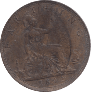 1892 FARTHING ( GVF ) 18 - Farthing - Cambridgeshire Coins