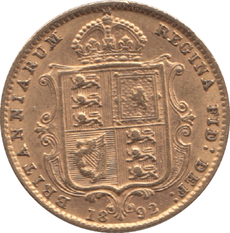 1892 GOLD HALF SOVEREIGN ( VF ) A - Half Sovereign - Cambridgeshire Coins