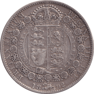 1892 HALFCROWN ( VF ) - Halfcrown - Cambridgeshire Coins