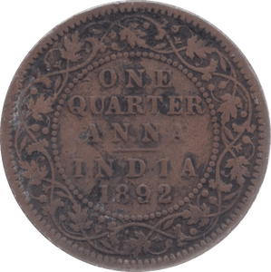 1892 INDIA 1/4 ANNA - WORLD COINS - Cambridgeshire Coins