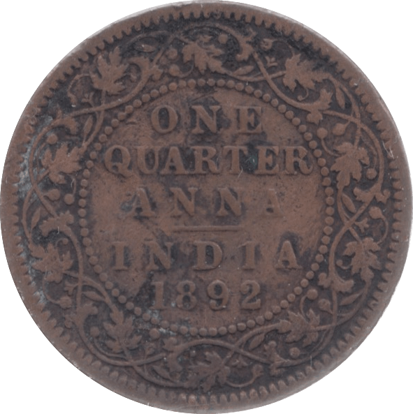 1892 INDIA 1/4 ANNA - WORLD COINS - Cambridgeshire Coins