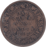 1892 INDIA 1/4 ANNA - WORLD COINS - Cambridgeshire Coins
