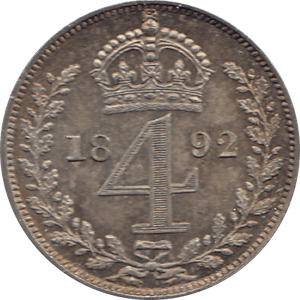 1892 MAUNDY FOURPENCE ( UNC ) - Maundy Coins - Cambridgeshire Coins
