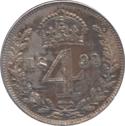 1892 MAUNDY FOURPENCE ( UNC ) - Maundy Coins - Cambridgeshire Coins