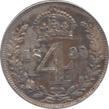 1892 MAUNDY FOURPENCE ( UNC ) - Maundy Coins - Cambridgeshire Coins