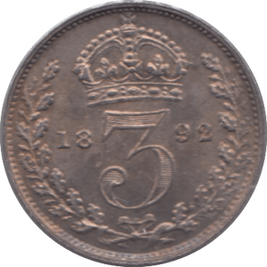 1892 MAUNDY THREEPENCE ( UNC ) - Maundy Coins - Cambridgeshire Coins