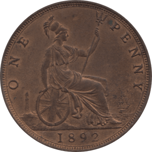 1892 PENNY 1 ( UNC ) 76 - Penny - Cambridgeshire Coins