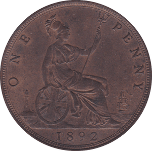 1892 PENNY ( AUNC ) B - Penny - Cambridgeshire Coins