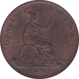 1892 PENNY ( AUNC ) B - Penny - Cambridgeshire Coins