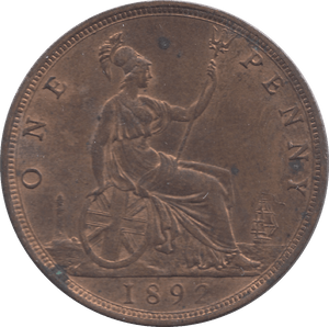 1892 PENNY ( UNC ) - Penny - Cambridgeshire Coins