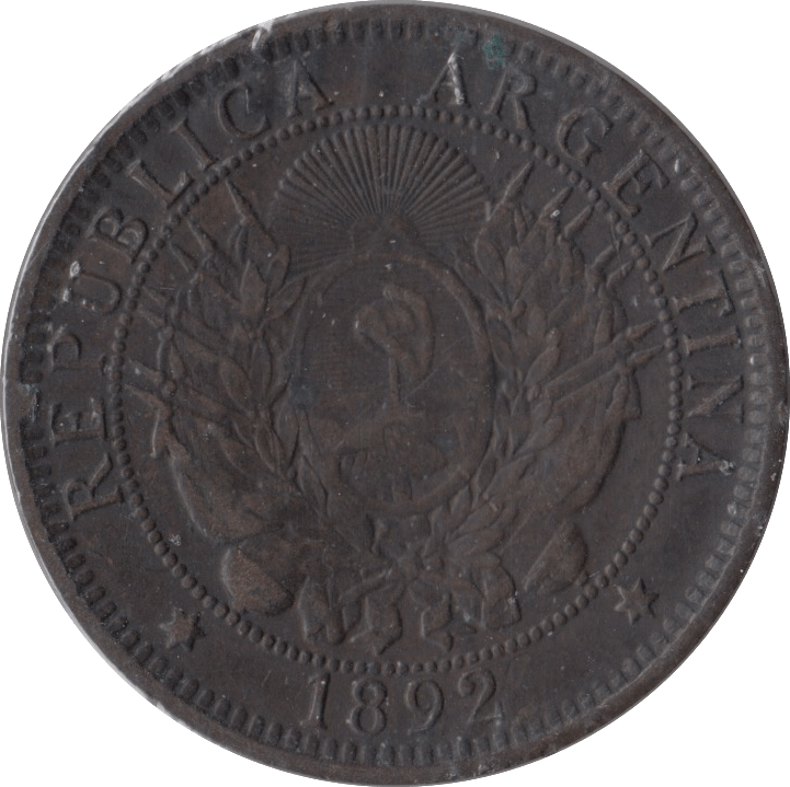 1892 REPUBLIC ARGENTINA 2 CENTAVOS - WORLD COINS - Cambridgeshire Coins