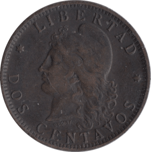 1892 REPUBLIC ARGENTINA 2 CENTAVOS - WORLD COINS - Cambridgeshire Coins