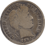 1892 SILVER DIME USA - SILVER WORLD COINS - Cambridgeshire Coins