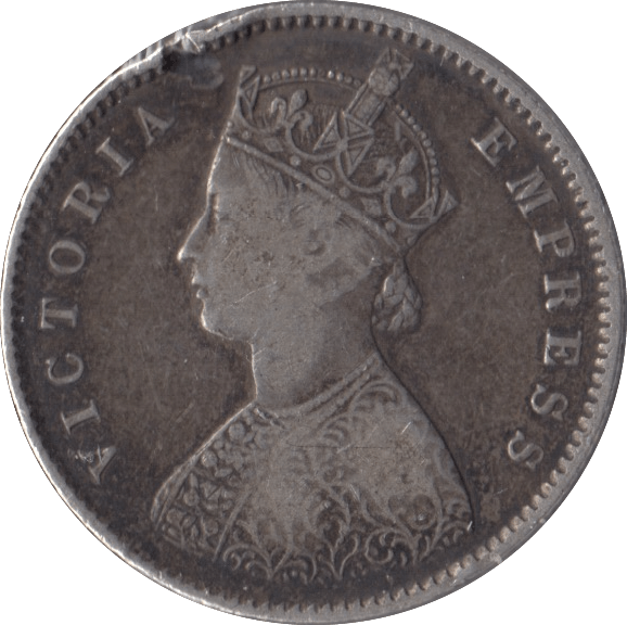 1892 SILVER INDIA HALF RUPEE - WORLD COINS - Cambridgeshire Coins