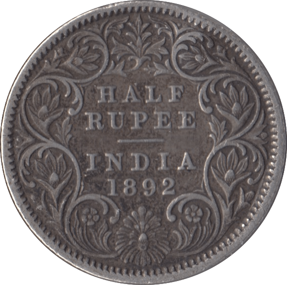 1892 SILVER INDIA HALF RUPEE - WORLD COINS - Cambridgeshire Coins