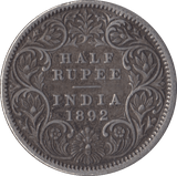 1892 SILVER INDIA HALF RUPEE - WORLD COINS - Cambridgeshire Coins