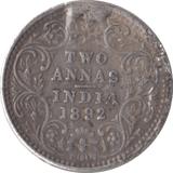 1892 SILVER INDIA TWO ANNAS - SILVER WORLD COINS - Cambridgeshire Coins