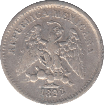 1892 SILVER MEXICO 5 CENTAVOS - SILVER WORLD COINS - Cambridgeshire Coins
