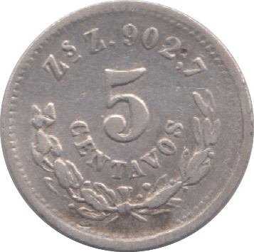 1892 SILVER MEXICO 5 CENTAVOS - SILVER WORLD COINS - Cambridgeshire Coins