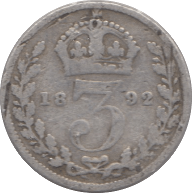 1892 SILVER THREEPENCE ( FAIR ) - Threepence - Cambridgeshire Coins