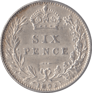 1892 SIXPENCE ( EF ) - Sixpence - Cambridgeshire Coins
