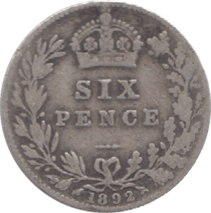 1892 SIXPENCE ( FINE ) 9 - Sixpence - Cambridgeshire Coins