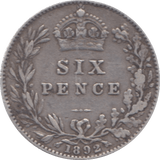 1892 SIXPENCE ( GF ) 6 - Sixpence - Cambridgeshire Coins