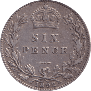 1892 SIXPENCE ( GF ) - Sixpence - Cambridgeshire Coins