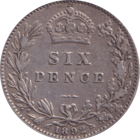 1892 SIXPENCE ( GF ) - Sixpence - Cambridgeshire Coins
