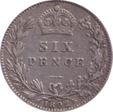 1892 SIXPENCE ( GF ) - Sixpence - Cambridgeshire Coins