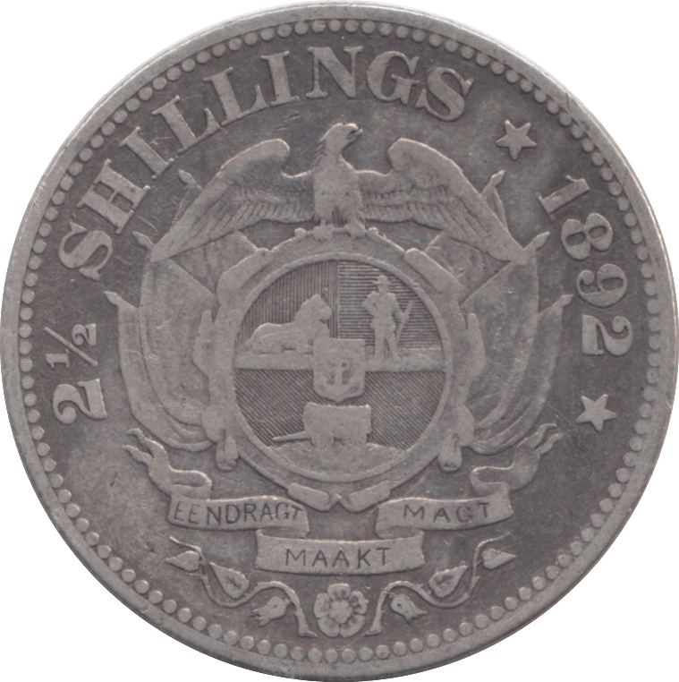 1892 SOUTH AFRICA SILVER 2 1/2 SHILLING - WORLD SILVER COINS - Cambridgeshire Coins
