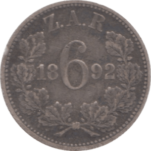 1892 SOUTH AFRICA SILVER SIXPENCE - SILVER WORLD COINS - Cambridgeshire Coins