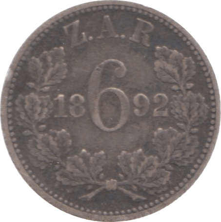 1892 SOUTH AFRICA SILVER SIXPENCE - SILVER WORLD COINS - Cambridgeshire Coins