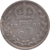 1892 THREEPENCE ( FINE ) - Threepence - Cambridgeshire Coins