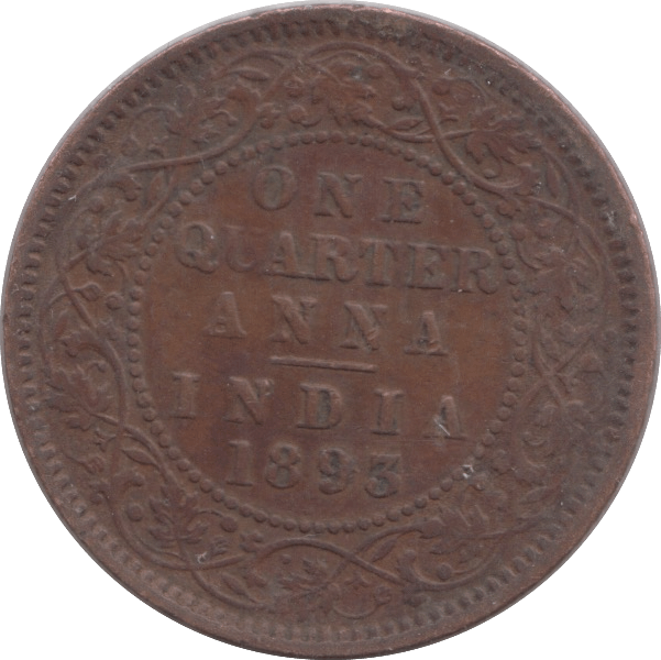 1893 1/4 ANNA INDIA - WORLD COINS - Cambridgeshire Coins