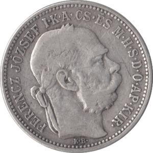 1893 AUSTRIA SILVER KORONA - SILVER WORLD COINS - Cambridgeshire Coins