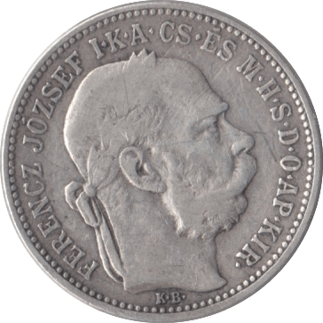 1893 AUSTRIA SILVER KORONA - SILVER WORLD COINS - Cambridgeshire Coins