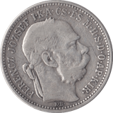 1893 AUSTRIA SILVER KORONA - SILVER WORLD COINS - Cambridgeshire Coins