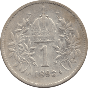 1893 AUSTRIA SILVER KORONA - SILVER WORLD COINS - Cambridgeshire Coins