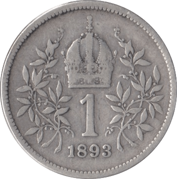 1893 AUSTRIA SILVER KORONA - SILVER WORLD COINS - Cambridgeshire Coins