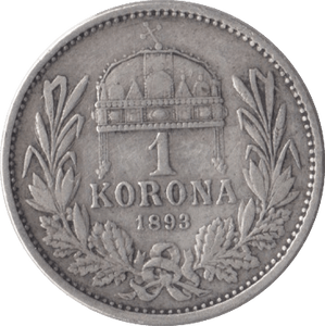 1893 AUSTRIA SILVER KORONA - SILVER WORLD COINS - Cambridgeshire Coins