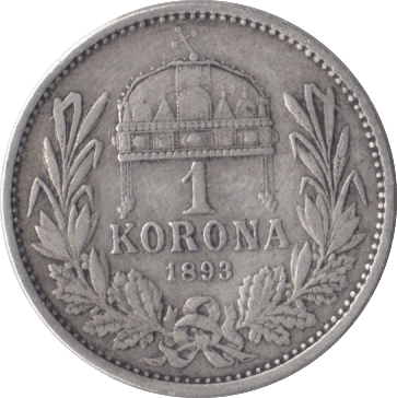 1893 AUSTRIA SILVER KORONA - SILVER WORLD COINS - Cambridgeshire Coins